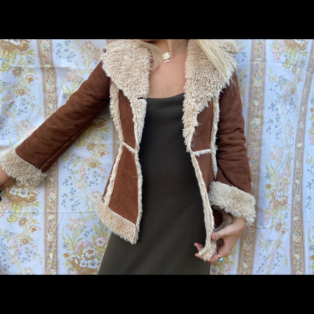 Vintage faux fur coat—- check out my Depop!!